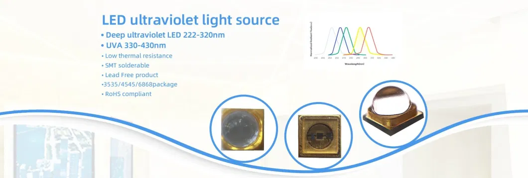 Quality UV LED Chip 250nm 254nm 253.7nm 256nm 258nm 259nm 4 LED LED Module for Water Sterilization